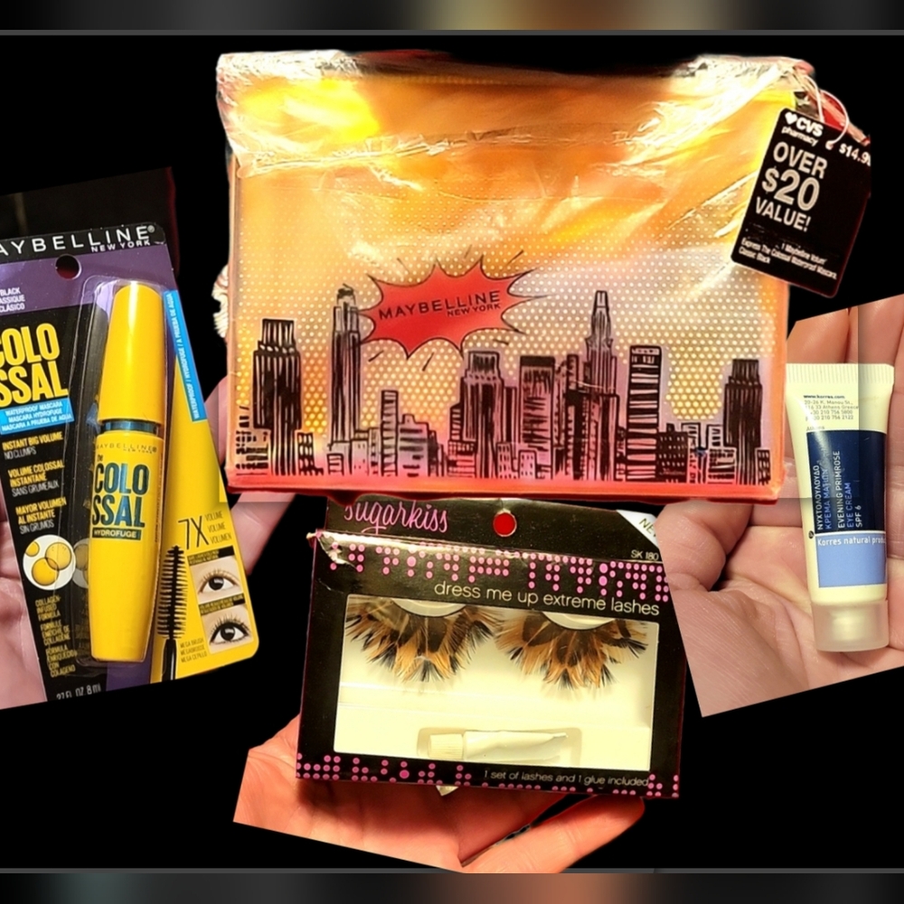 Korres anti aging serum leopard lashes Maybelline makeup bag beauty bundle BNIB